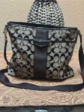 Coach Monogram Canvas Crossbody in Black and Tan